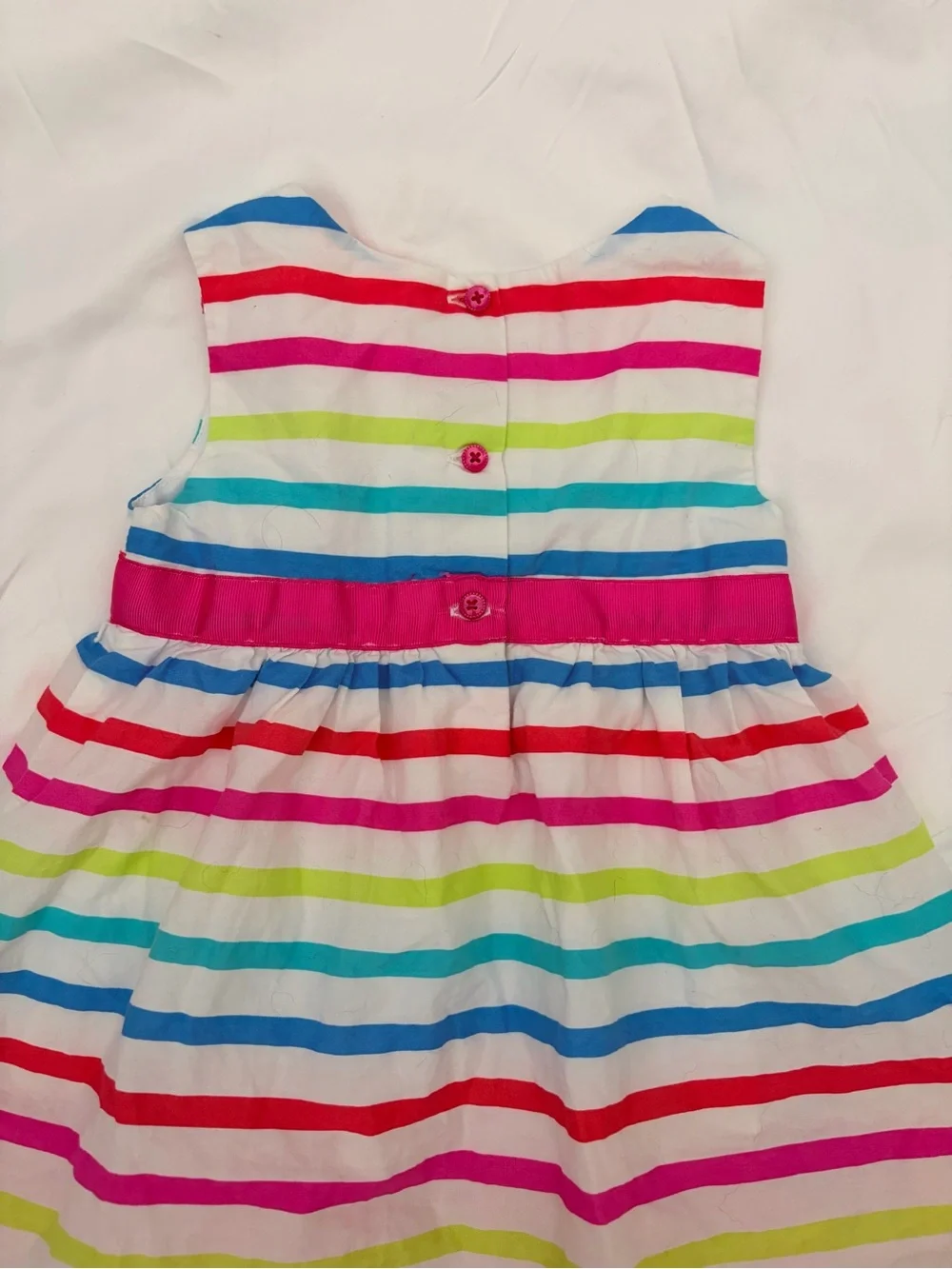 Place Multicolor Striped Sleeveless Dress with Pink Waist Flower